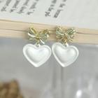 Bow Heart Alloy Dangle Earring 1 Pair - Gold & White - One Size