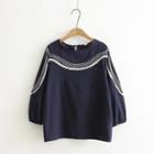 Contrast Trim Long Sleeve Top