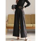 Pintuck-front Wide-leg Dress Pants With Belt