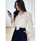 Collared Tie-neck Frilled Blouse