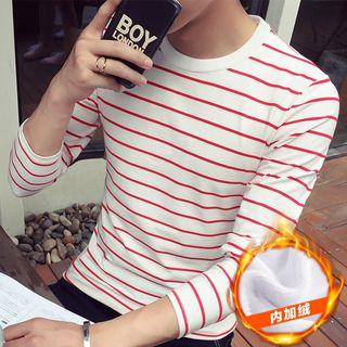 Striped Fleece Lined Long-sleeve T-shirt