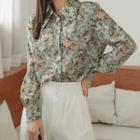 Floral Single-breasted Long-sleeve Blouse