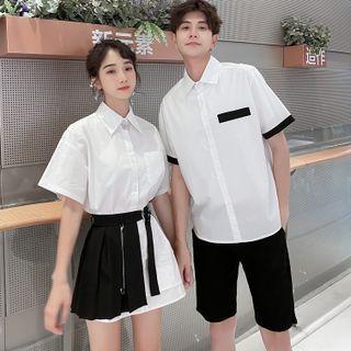 Couple Matching Short-sleeve Shirt / A-line Skirt / Set