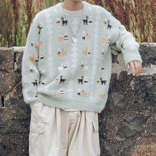 Couple-matching Cartoon Jacquard Sweater