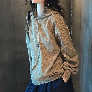 Plain Hoodie / Drawstring Hem Midi Skirt