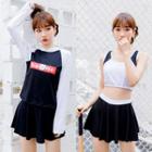 Set: Hoodie Cover-up + Tankini Top + Swim Skirt