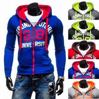 Lettering Color-block Hoodie
