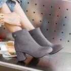 Chunky Heel Buckle Back Ankle Boots