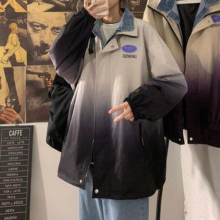 Gradient Stand-collar Loose-fit Jacket