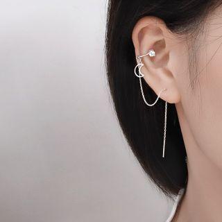 Moon Chained Sterling Silver Earring