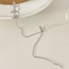 Butterfly Rhinestone Chained Alloy Earring 1 Pc - Right Ear - Silver - One Size
