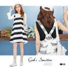 Striped Overall Flared Dress
