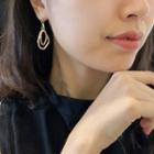 925 Sterling Silver Irregular Hoop Dangle Earring 1 Pair - Gold - One Size