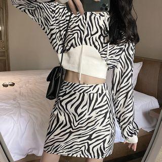 Set: Zebra Print Hoodie + Skirt