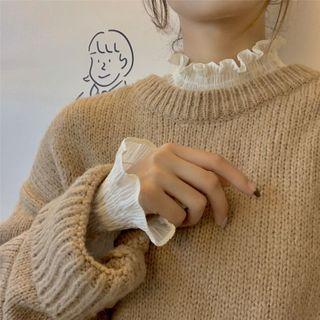 Mock-neck Plain Chiffon Blouse