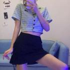 Short-sleeve Plaid Top / Skirt