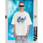 [r:lol] Couple Letter Galaxy-printed T-shirt