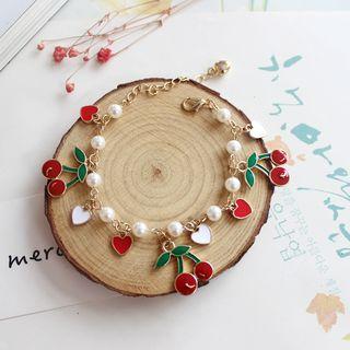 Alloy Cherry & Faux-pearl Bracelet As Shown In Figure - One Size