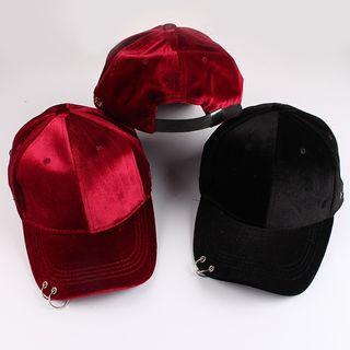 Metal Ring Velvet Baseball Cap