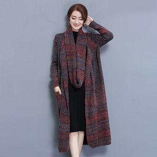 Pocketed Open-front Long Knit Jacket