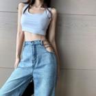 High-waist Chain Cutout Bell-bottom Jeans