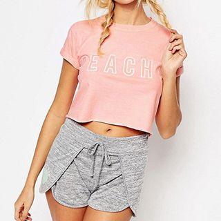 Lettering Short Sleeve Cropped T-shirt