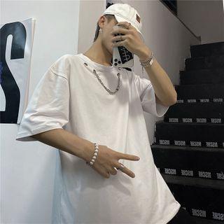 Elbow-sleeve Chained T-shirt
