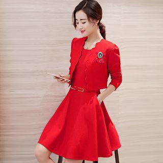 Set: Blazer + Sleeveless A-line Mini Party Dress