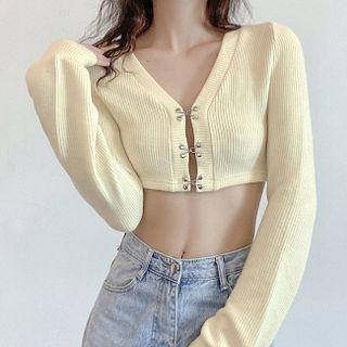 Metal-closure Cropped Cardigan