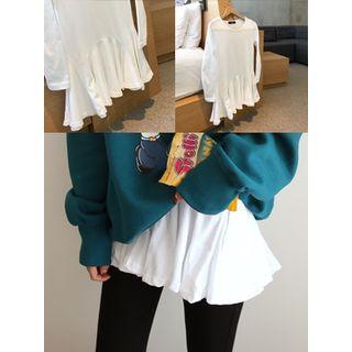 Round-neck Ruffle-hem Top