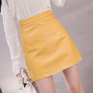 Faux Leather Dress A-line Skirt