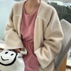 Dolman-sleeve Sherpa-fleece Oversized Jacket