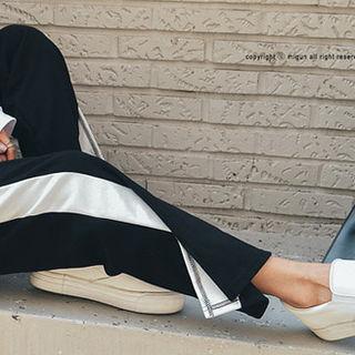 Contrast-trim Slit-side Pants
