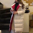 Two-tone Hooded Padded Long Coat