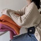 Plain Crewneck Long-sleeve Sweater / Plain Cape