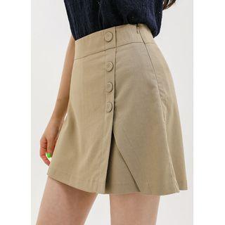 Button-trim Mini Wrap Skort