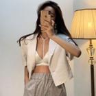 Short-sleeve One-button Blazer White - One Size