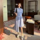 Elbow-sleeve Asymmetric A-line Shirtdress