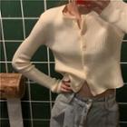 Single-breasted Knit Long-sleeve Jacket