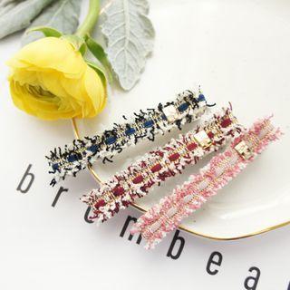 Tweed Hair Clip 02 - Maroon - One Size