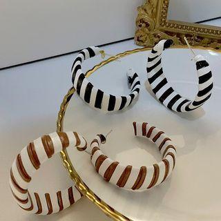 Striped Open Hoop Earring