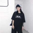 Elbow-sleeve Sun Embroidered T-shirt