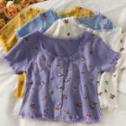 Lace-trim Printed Crop T-shirt In 6 Colors
