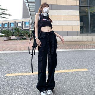 High Waist Straight Leg Cargo Pants (various Designs)