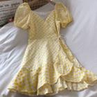 Surplice Wrap Puff Sleeve Ruffled Floral Dress