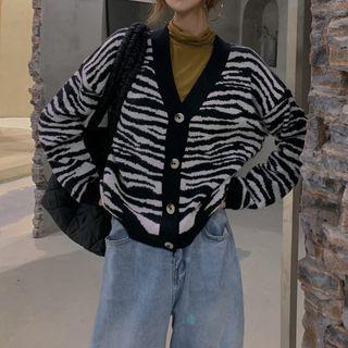 Long-sleeve Zebra Pattern Sweater