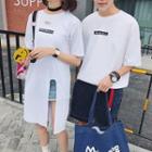 Couple Matching Short-sleeve T-shirt / Slit-side T-shirt Dress