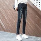 Embellished Distressed Slim Fit Jeans
