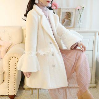 Bell-sleeve Double-buttoned Woolen Coat