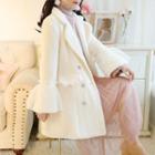 Bell-sleeve Double-buttoned Woolen Coat